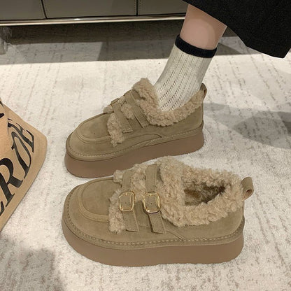 Damen Sneaker Platformschuhe Bequem mit Flausch Innenleben