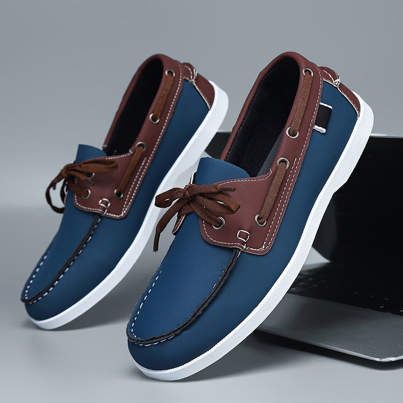 Herren Lederslipper Maritim Sportlich Schwarz