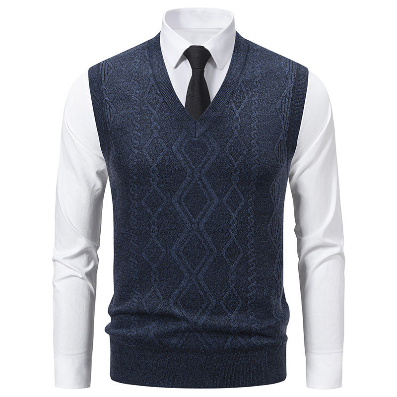 Herren Strickpullover V-Ausschnitt Struktur_optimiert