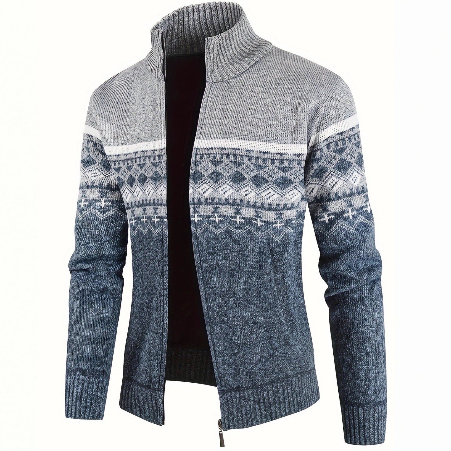 Herren Strickjacke Modern Geometrisch Kragen Hoch