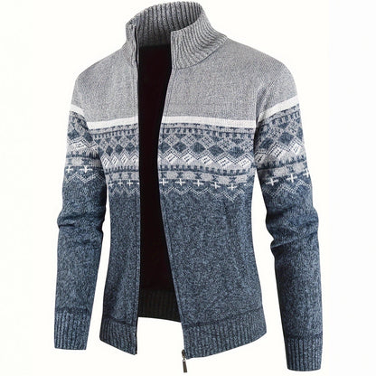 Herren Strickjacke Modern Geometrisch Kragen Hoch