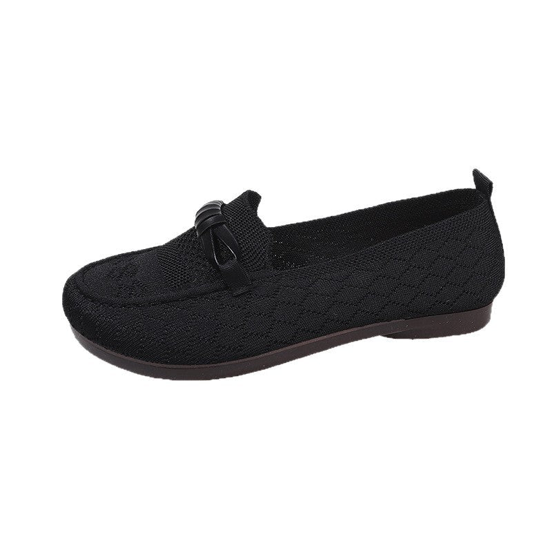 Damen Mokassins Flach Bequem Elastisch Schleife