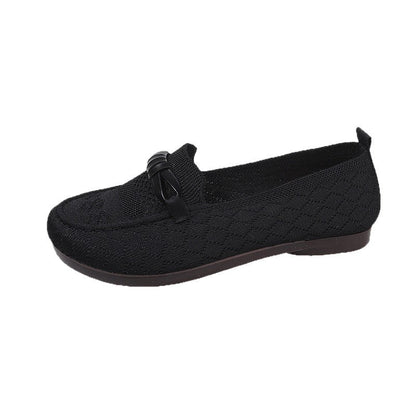 Damen Mokassins Flach Bequem Elastisch Schleife