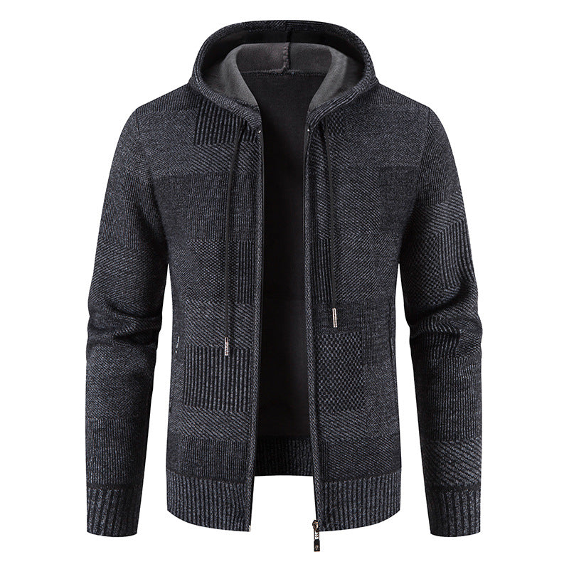 Herren Strickjacke Kapuze Modern Strick Design