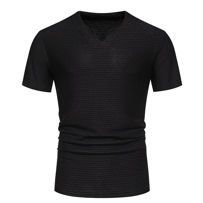 Männer T-Shirt V-Ausschnitt Strukturiert Modern