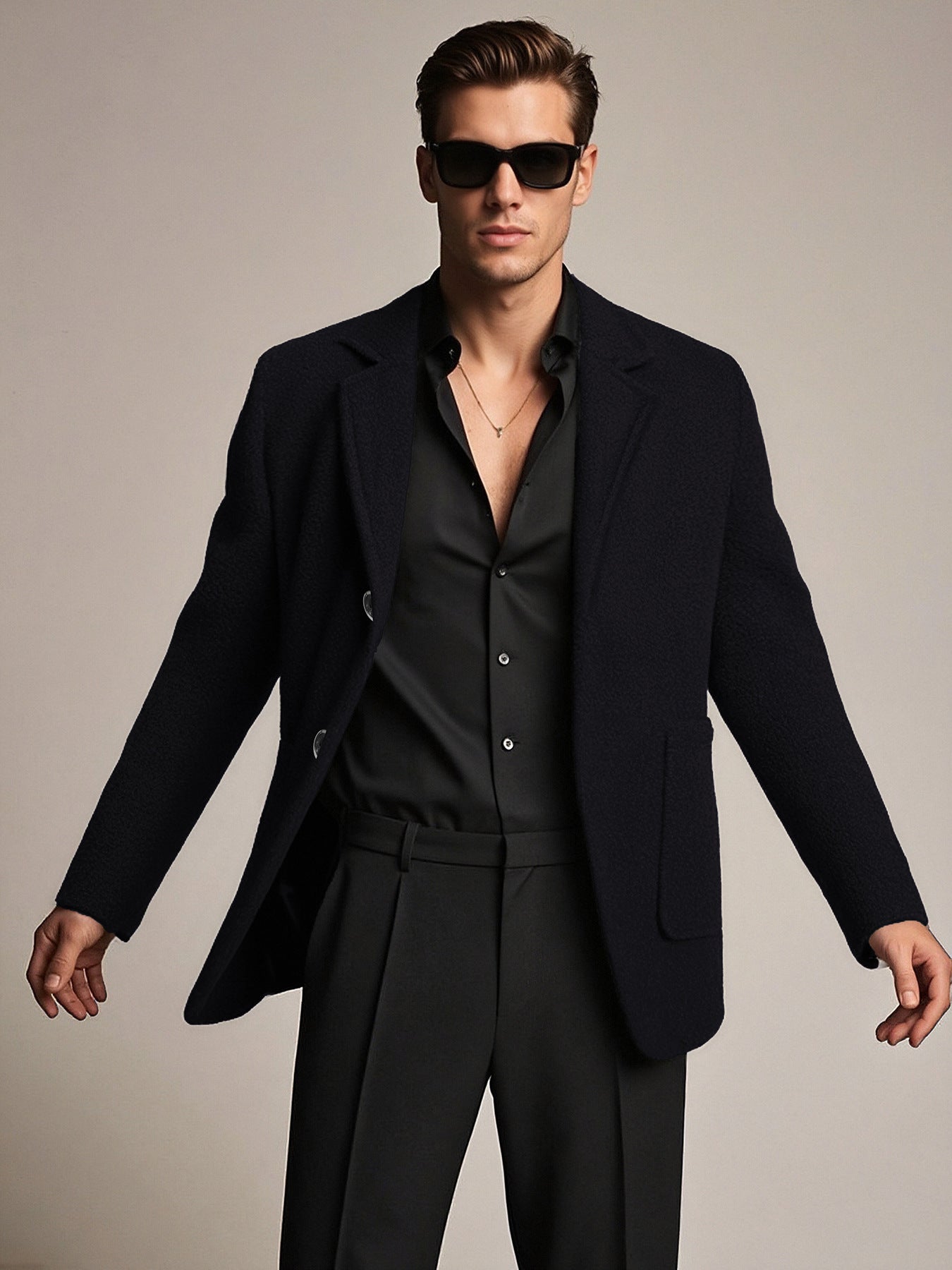 Herren Blazer Elegant Strukturiert mit Taschen Modern