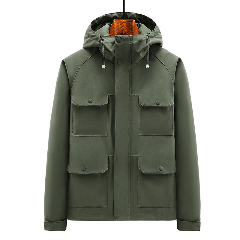 Herren Outdoor-Jacke Wasserdicht mit verstellbarem Kapuzen