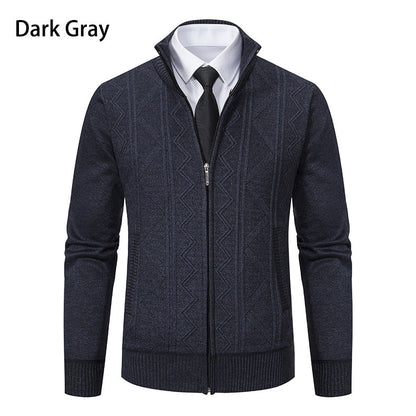 Herren Strickjacke Modern mit Reißverschluss Hochkragen