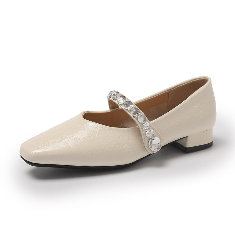 Damen Schuhe Mary Jane Elegante Schmuck Applikationen