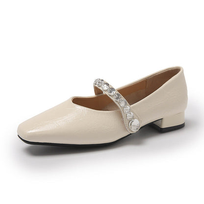 Damen Schuhe Mary Jane Elegante Schmuck Applikationen