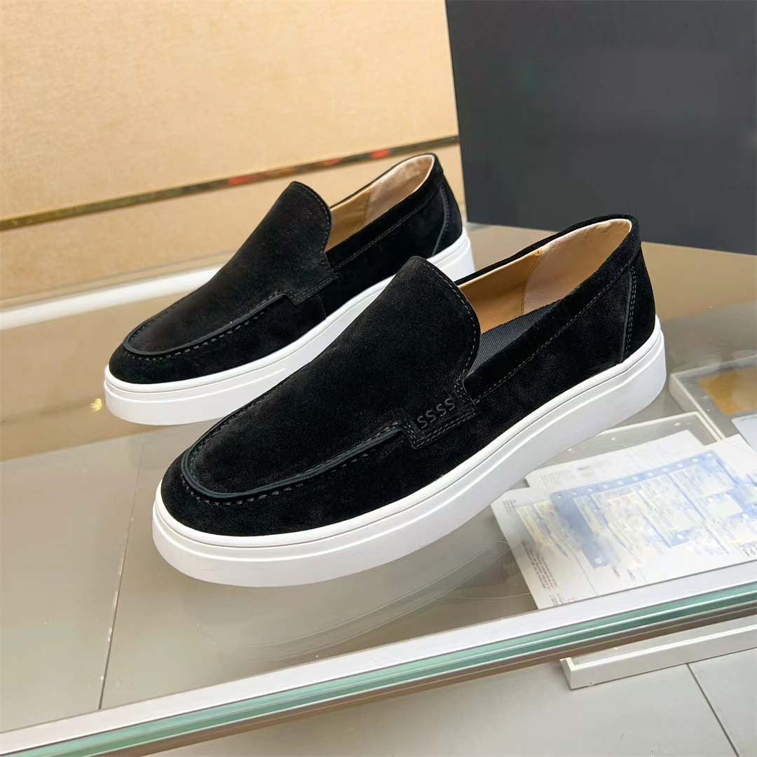 Damen Sneaker Mokassin Weichleder Elastisch Bequem