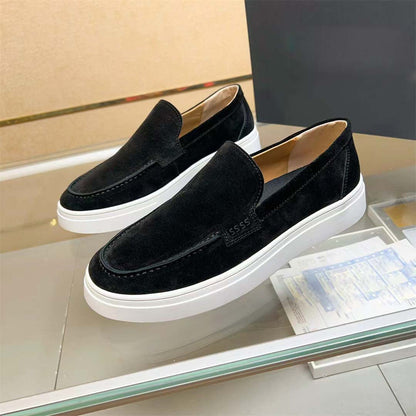 Damen Sneaker Mokassin Weichleder Elastisch Bequem
