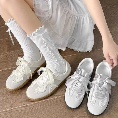 Damen Sneaker Elegant Satinband Damen Schuhe