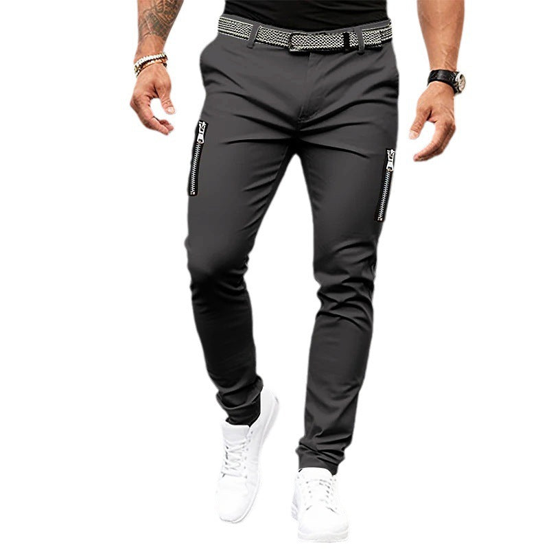 Herren Slimfit Jeanshose mit Reißverschluss Taschen Modern
