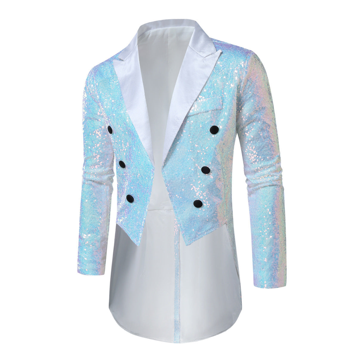 Herren Paillettenblazer Glitzernd Modern Schwarz