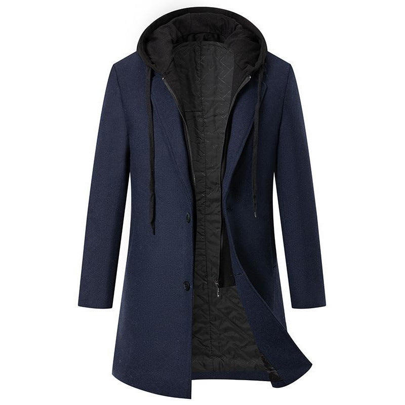 Herren Mantel Übergangsjacke Kapuzenfutter Abnehmbar Modern