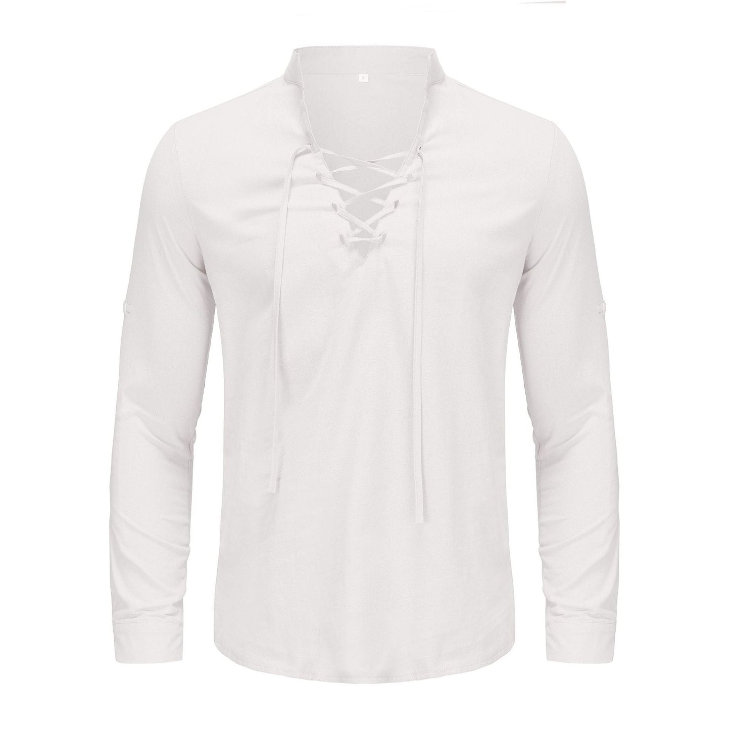 Herren Langarmhemd Modern mit Schnürung Elegant