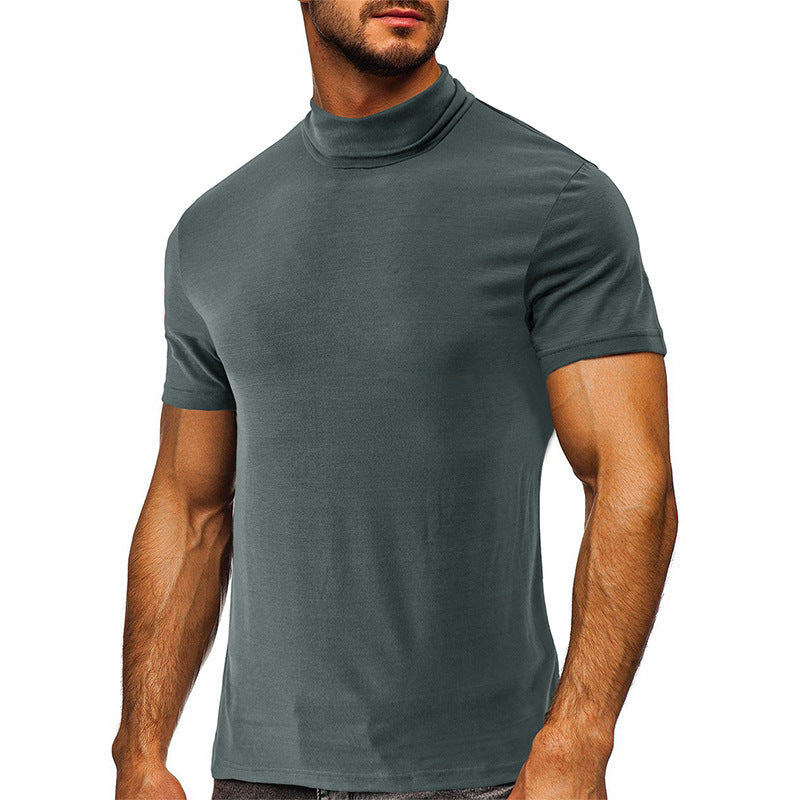 Herren T-Shirt Kurzarm Elastisch Hochkragen Modern - BerlinGlamour
