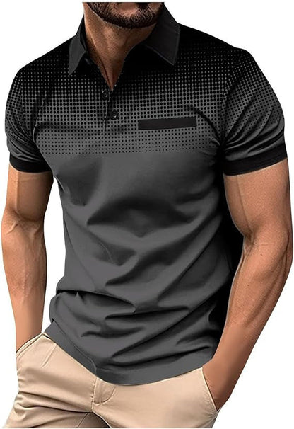 Herren Poloshirt mit modernem Punktdesign Schwarz