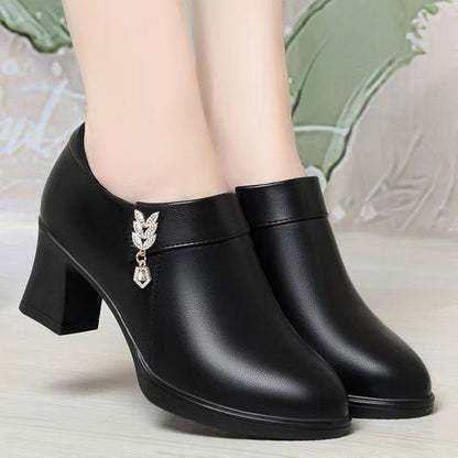 Damen Stiefeletten Elegante Schuhe Braun Lederschaft