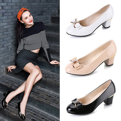 Damen Pumps Hochzeit Schleife Komfort Blockabsatz - BerlinGlamour