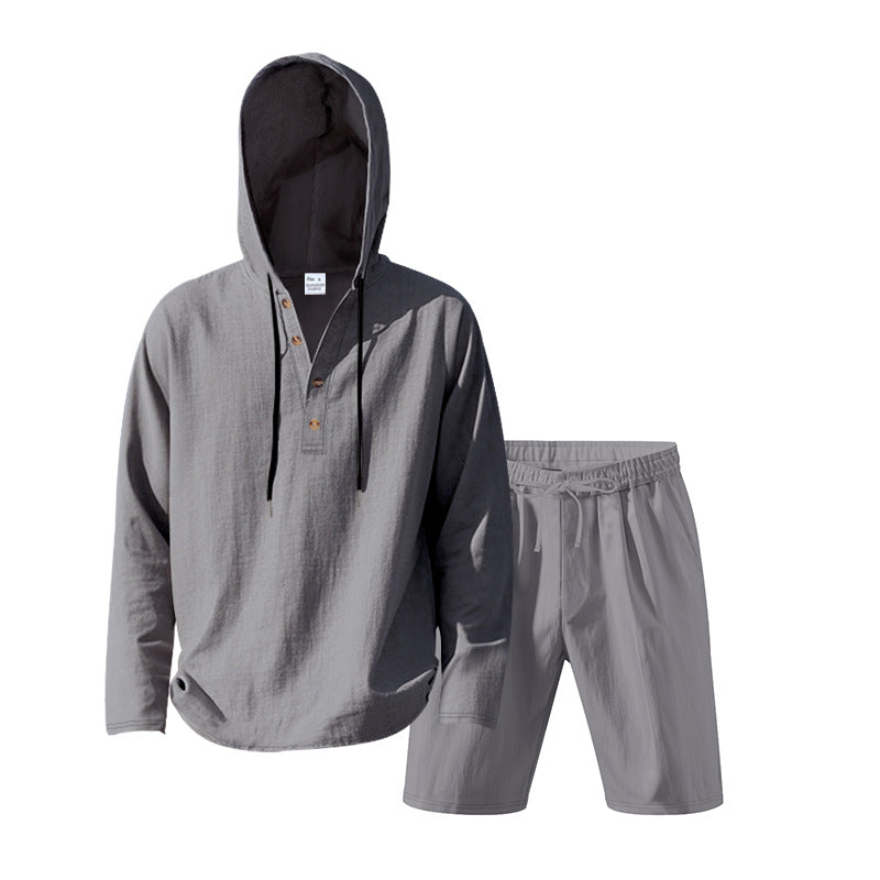 Herren Trainingsset Kapuze Shorts Sportlich Modern