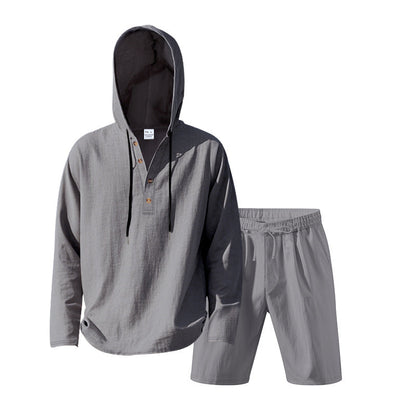 Herren Trainingsset Kapuze Shorts Sportlich Modern