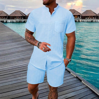 Herren Anzug Kurzarm Modern Strukturdesign Elegant - BerlinGlamour