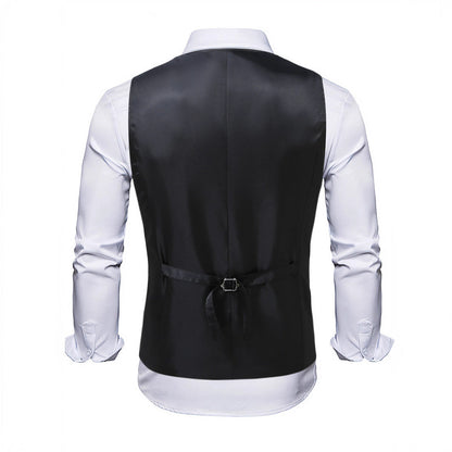 Herren Weste Elegant Pailletten Floralmuster Schwarze Abendweste