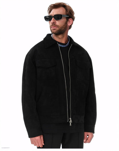 Herren Lederjacke Suede Modern Schnitt