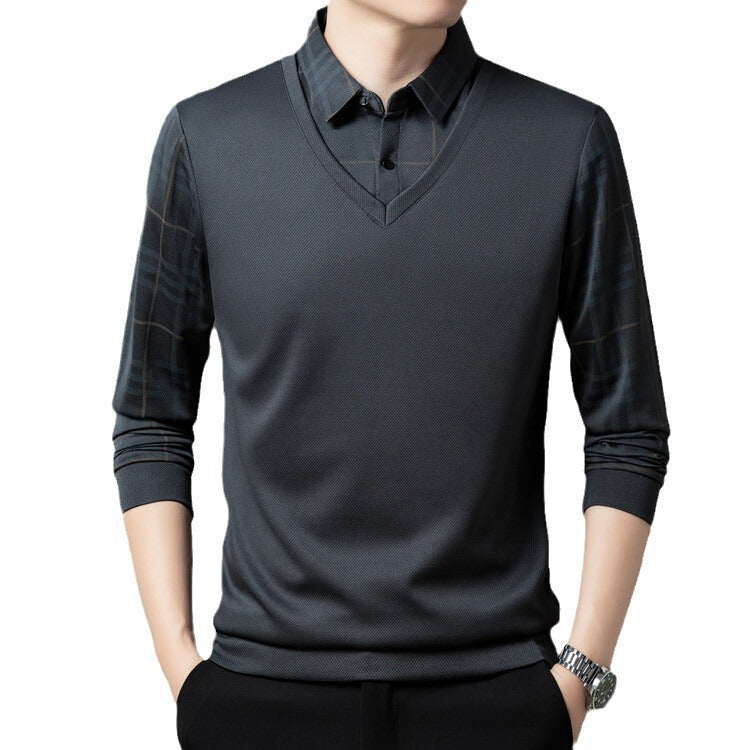 Herren Pullover Eleganter V-Ausschnitt Strukturierte Ärmel