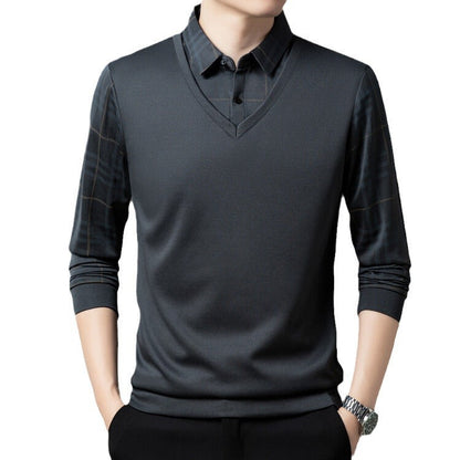 Herren Pullover Eleganter V-Ausschnitt Strukturierte Ärmel