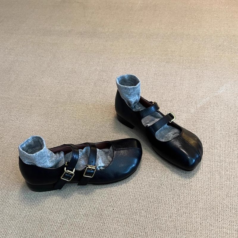 Damen Ballerinas Elegante Schnallenverschluss Vegan Lederoptik