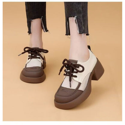 Damen Sneaker Moderne Leder Mesh Schuhe