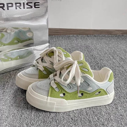 Damen Sneaker Weich Schäfchen Applikation atmungsaktiv