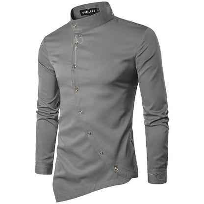 Herren Langarmhemd Asymmetrisch Modern Knöpfe Berlin
