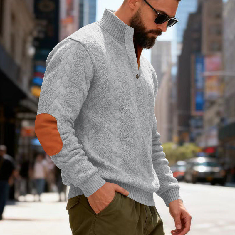 Herren Pullover Gestrickt Modern Kontrastdetails