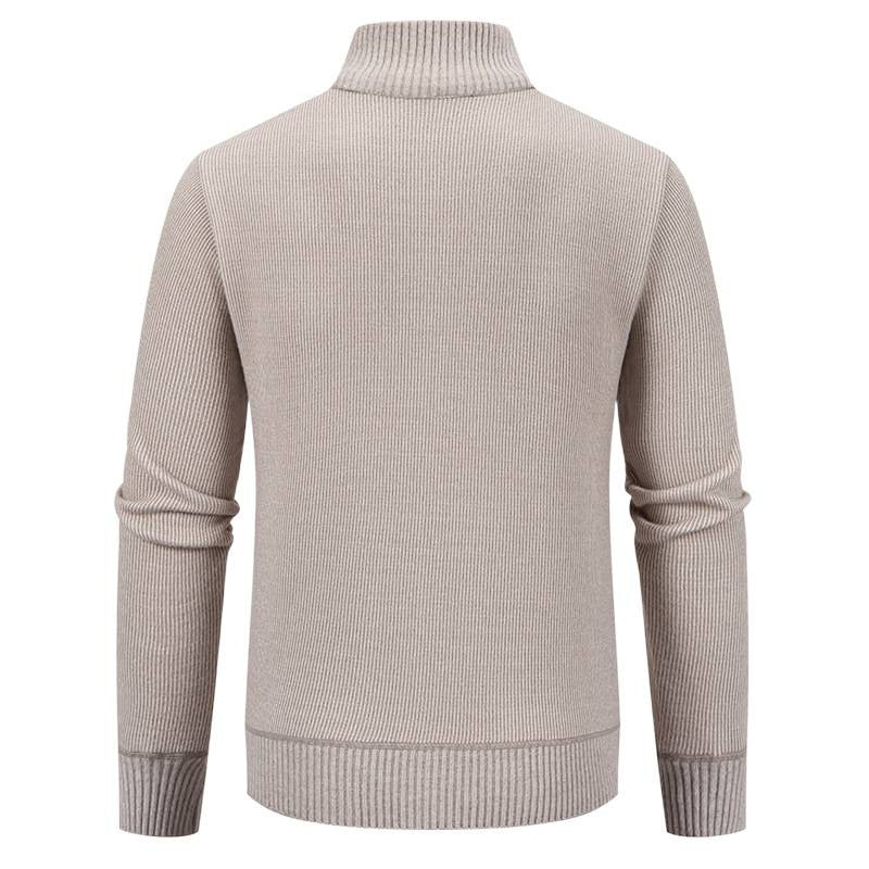 Herren Strickjacke Modern mit hohem Kragen und Reißverschlusstaschen