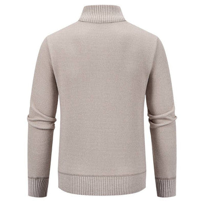 Herren Strickjacke Modern mit hohem Kragen und Reißverschlusstaschen