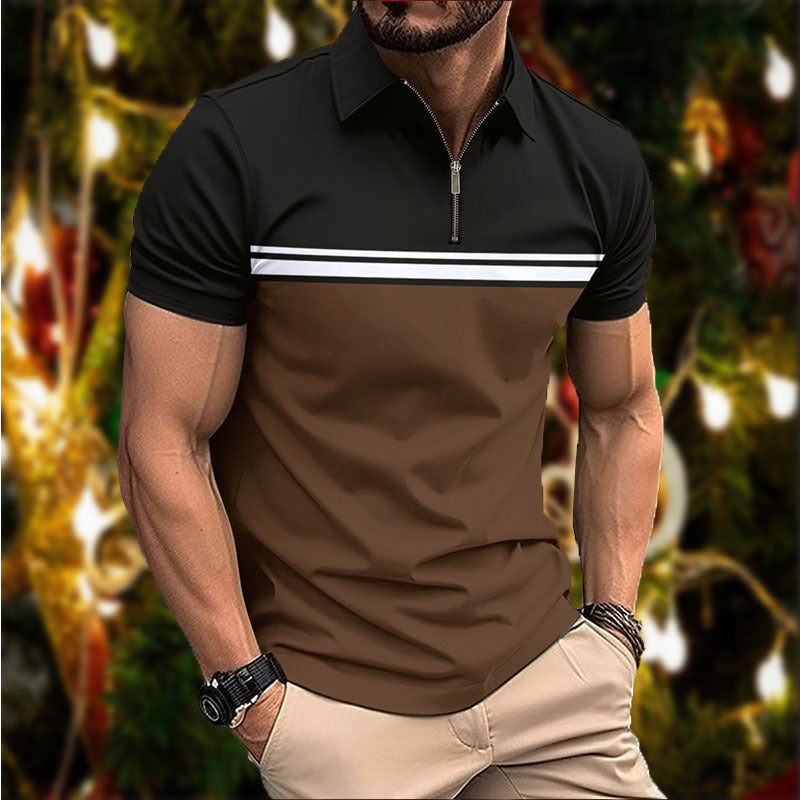 Herren Poloshirt Sportlich Kurzarm Streifen Modern