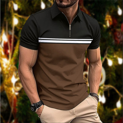 Herren Poloshirt Sportlich Kurzarm Streifen Modern