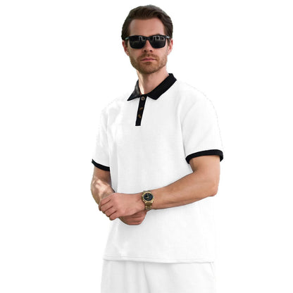 Herren Poloshirt Modern Struktur Muster Knöpfe