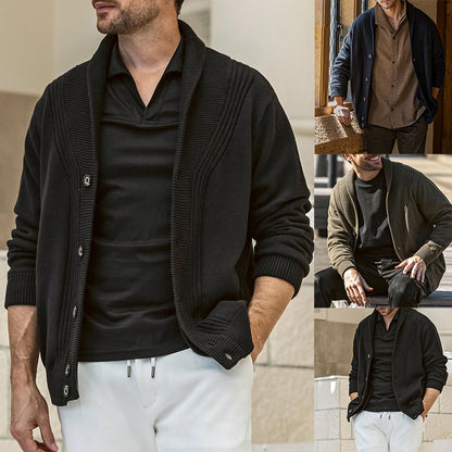 Herren Strickcardigan Lässig V-Ausschnitt Knöpfe Modern - BerlinGlamour