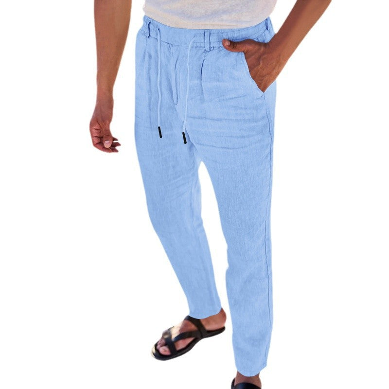 Herren Leinenhose Leicht Bequem Mit Seitentaschen