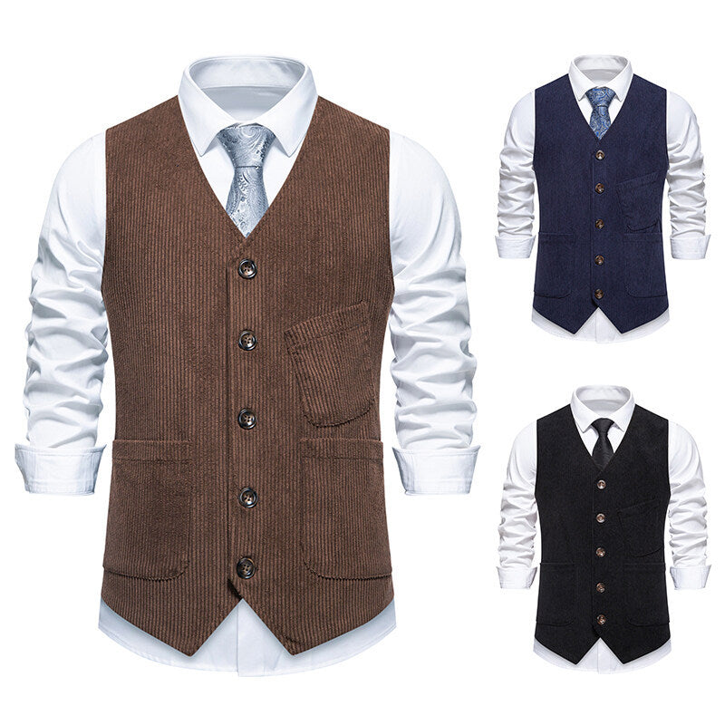 Herren Weste Elegant Klassisch Schwarze Herrenweste - BerlinGlamour