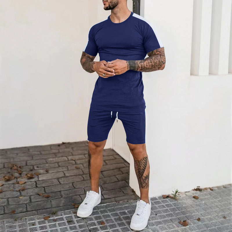 Herren Sport Set Kurzarm mit Kontraststreifen Modern