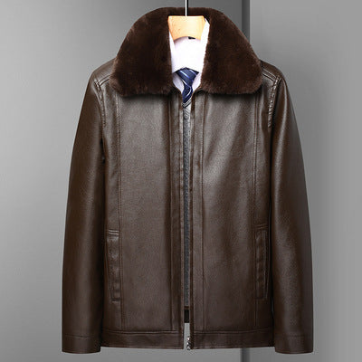 Herren Lederjacke Luxus Kunstfellkragen Modern Schwarzes Leder - BerlinGlamour