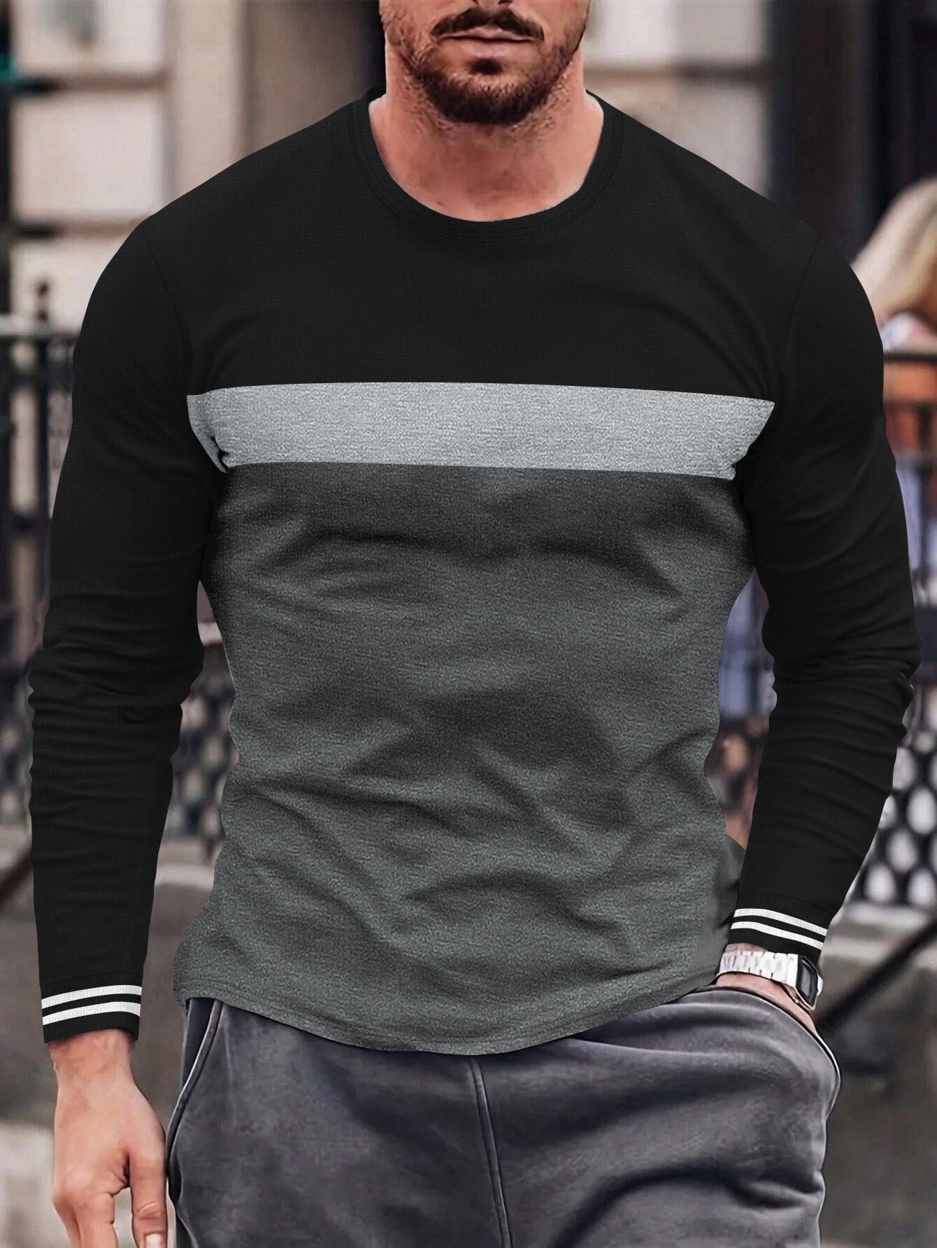 Herren Langarmshirt Bequem Sportlich Modern