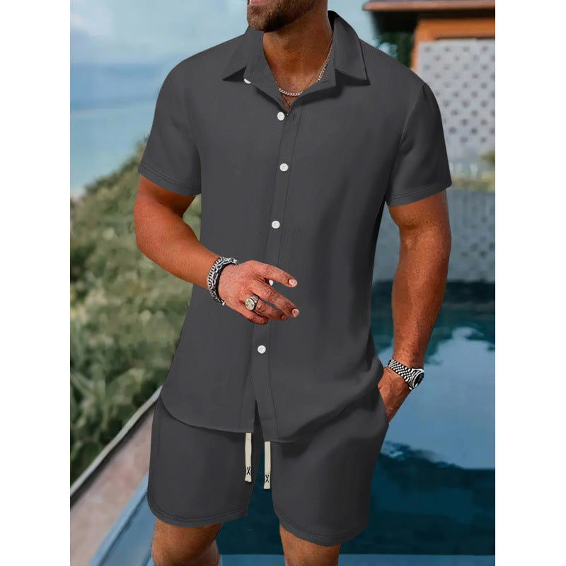 Herren Sommer Set Kurzarmhemd Shorts Relaxed Fit