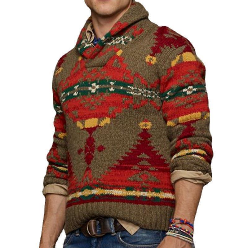 Herren Pullover Grobstrick Modern Hochkragen Trendig